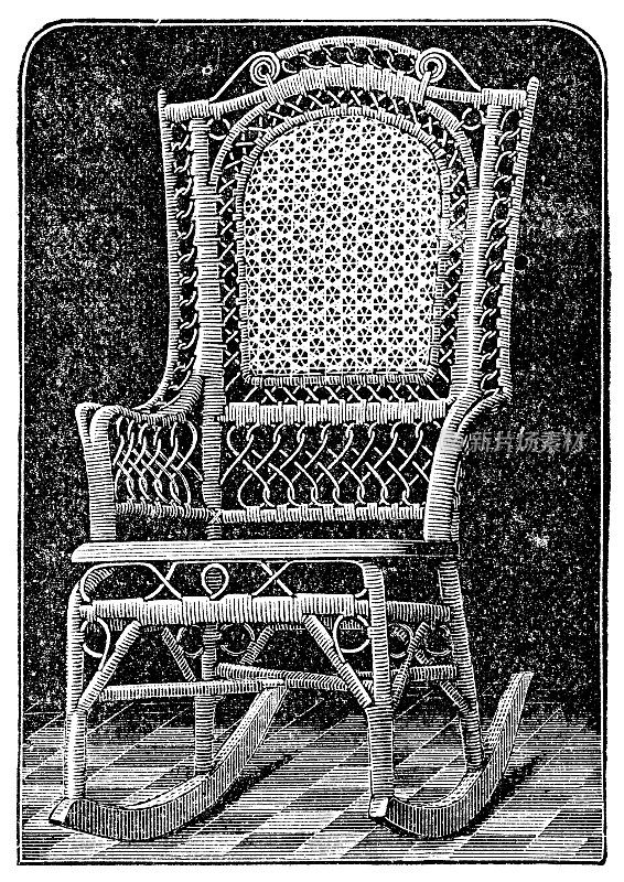 维多利亚时代的藤摇椅- 19世纪